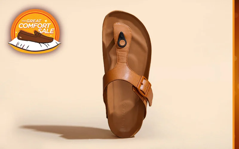 Cork Thong Sandals : Tan