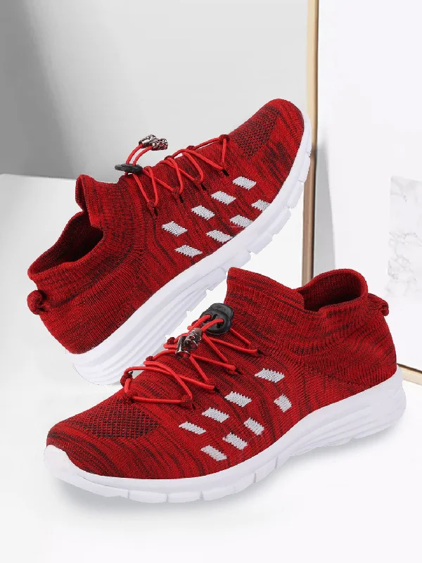 Men Red Sports Lace-Up Running Shoes