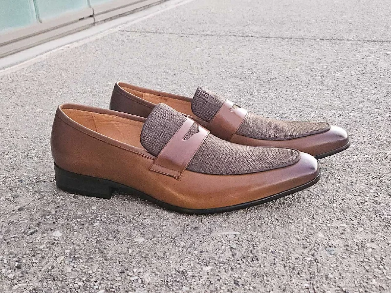 Savings Bonanza Mix Media Calfskin Penny Loafer
