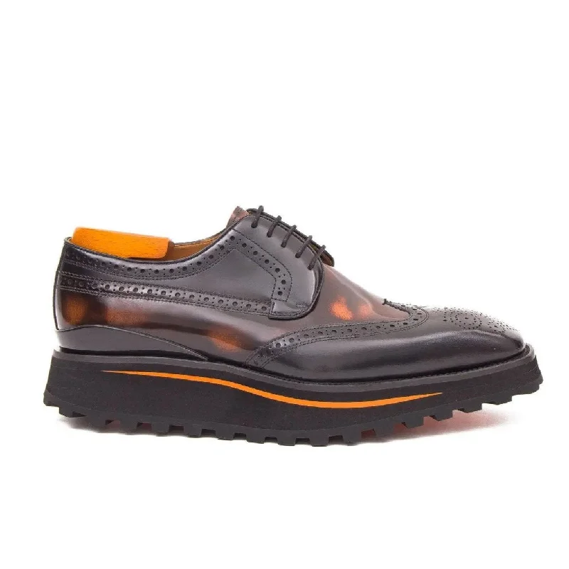 Patent leather shoes Platform brogues Black