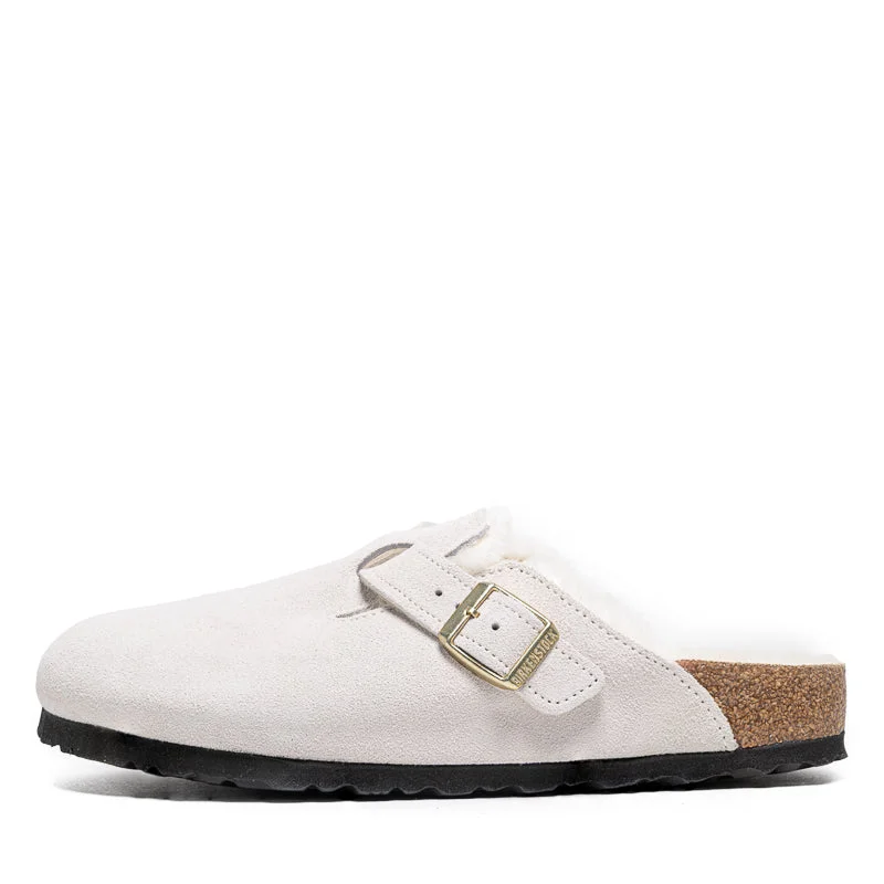 Women's Birkenstock Boston Shearling Suede - Antique White