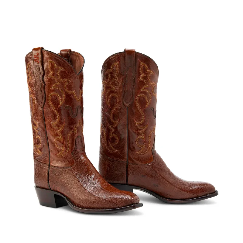 13" Waxy Cigar Ostrich Leg Cowboy Boot