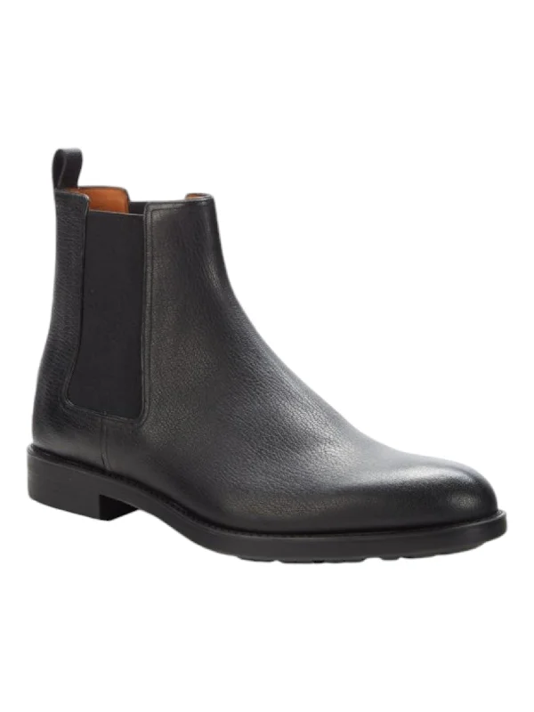 Bally Alan 6230181 Men's Black Goat Grained Leather Chelsea Boots