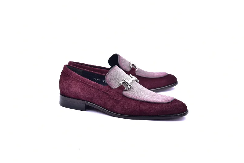 Corrente 6376 Suade Bit Buckle loafer - Burgundy