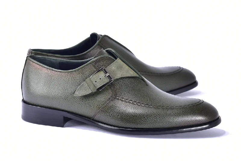 Corrente 6471 Leather slip-on Monkstrap Shoe - Green