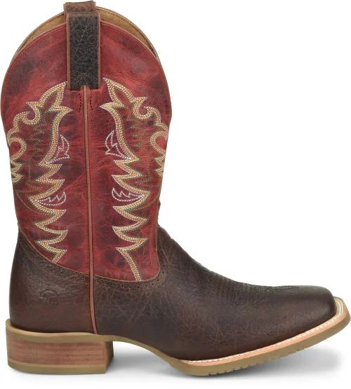Weekend Savings Bonanza 'Double H' Men's 12" Clifton Western Square Toe Roper - Buckskin / Red