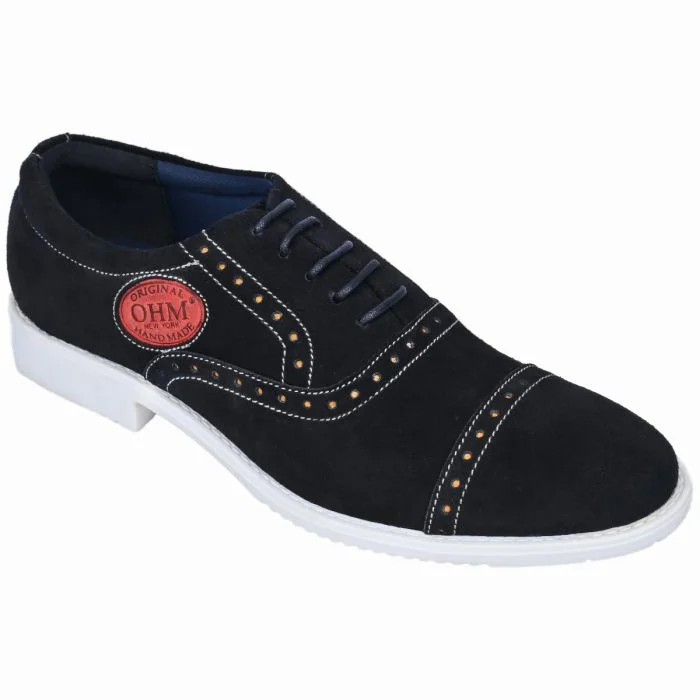 Friday All Day Comfort Black Italian Leather Oxford with Embossed Logo