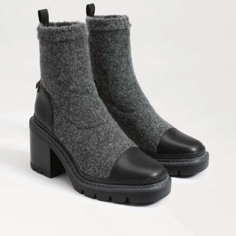 Rozanna Knit Bootie In Charcoal/black