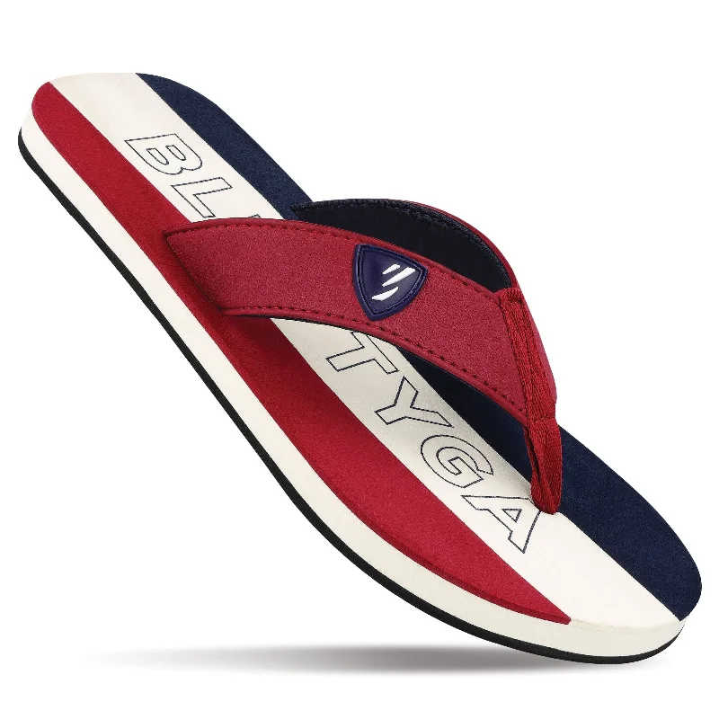 Blue Tyga Men's Flip Flop Thong  - BT4274 Maroon Blue